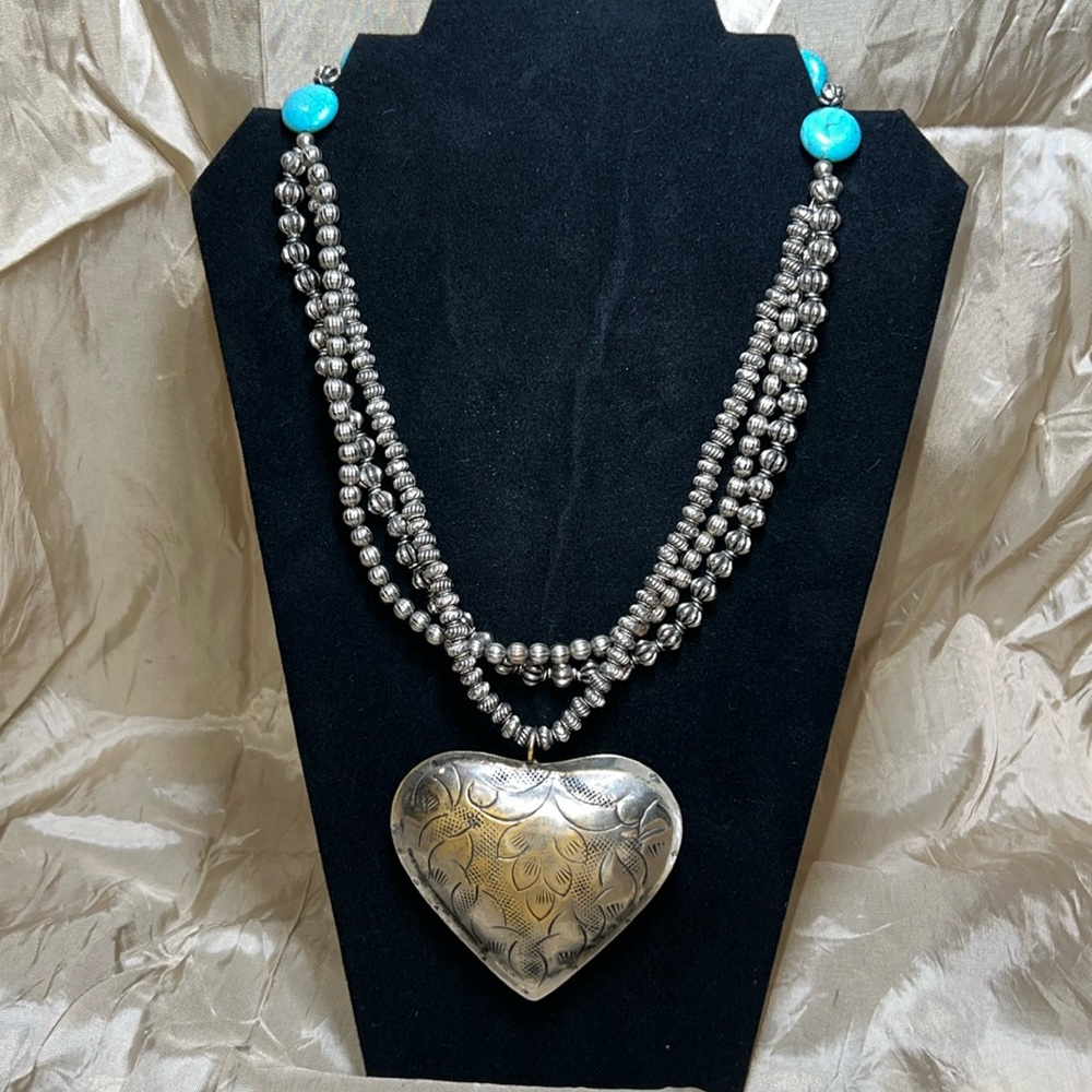 Tibetan Silver Heart Necklacelace